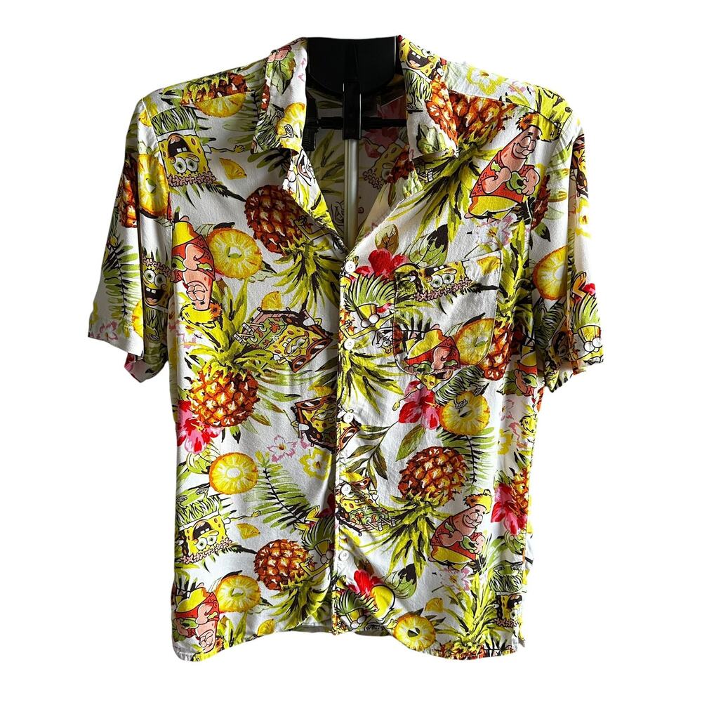 SpongeBob Printed Yellow Collared Shirt Men's Size Small | 5-12